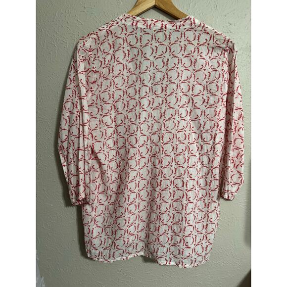 Roberta Roller Rabbit Cotton Blouse Tunic Seed Bead Blouse Size Medium - Picture 3 of 7